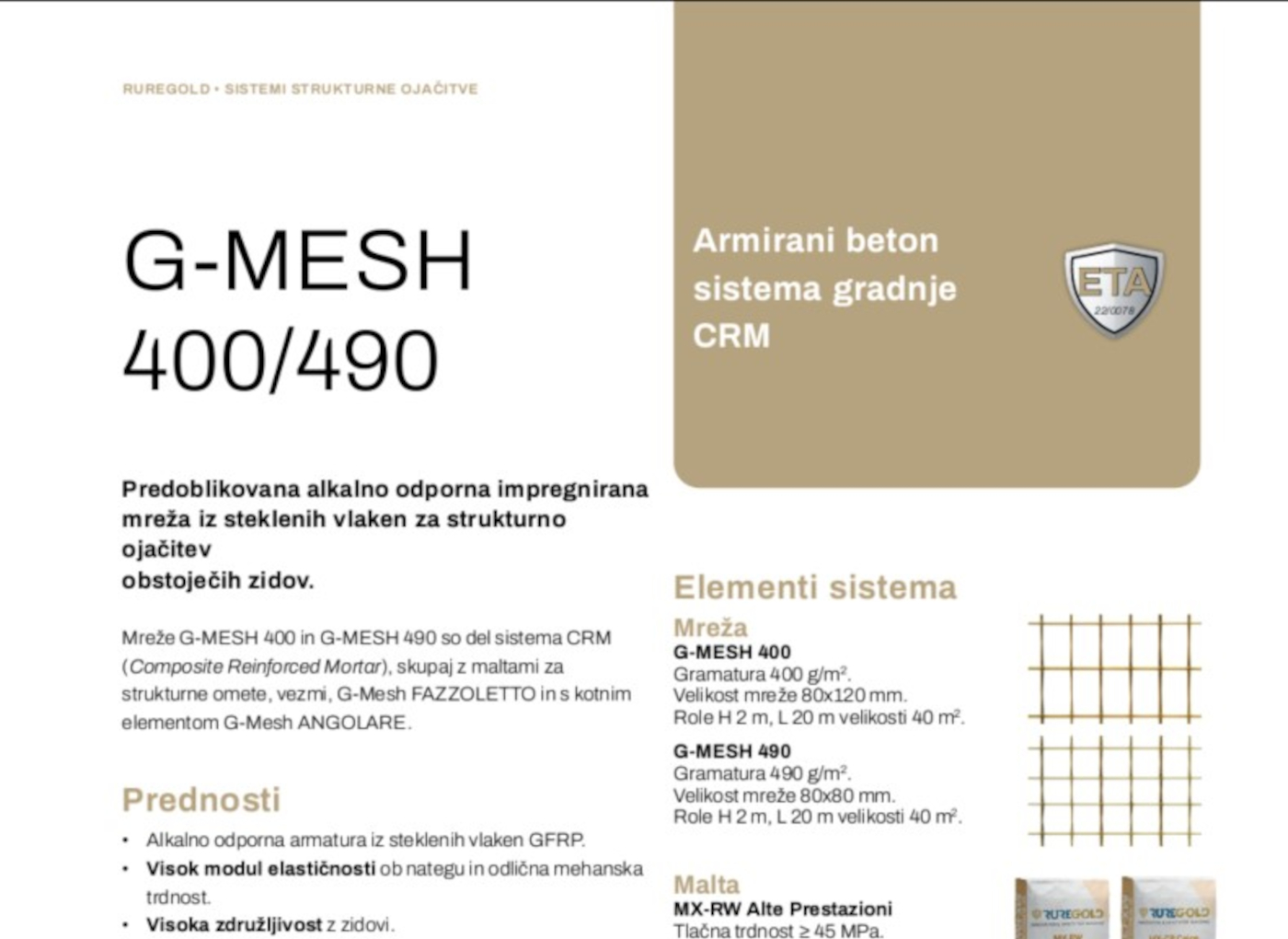 Tehnični list G-MESH 400/490